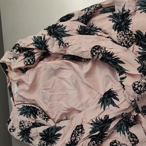 Light Pink Pineapple Print Lightweight Rayon Bomber Jacket